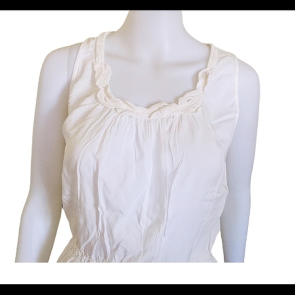 MAX STUDIO Braid Trim Sleeveless Blouse/Top With Scoop Neck Ivory White Medium - Picture 9 of 10
